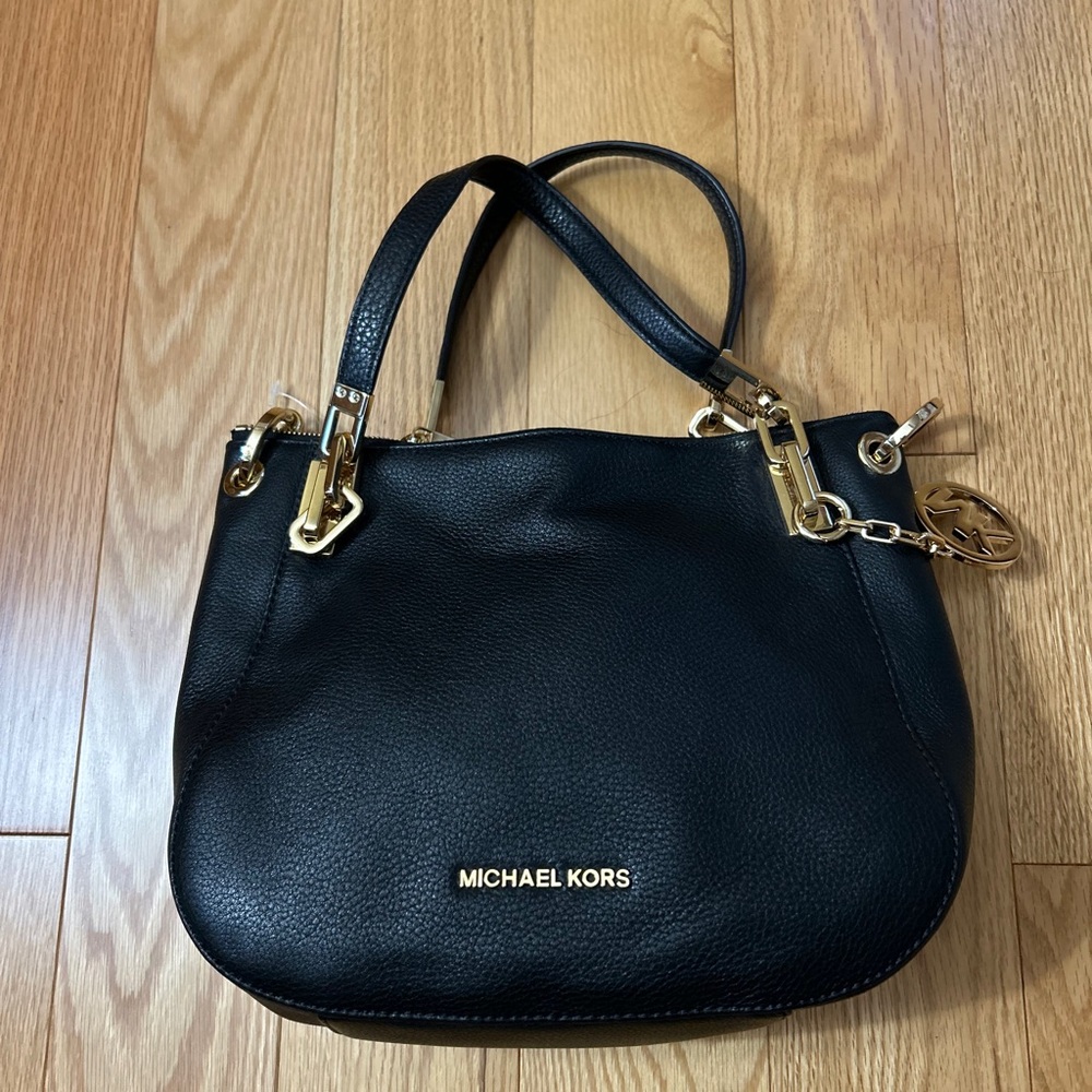 Michael Kors Black Shoulder Bag with Gold Accents